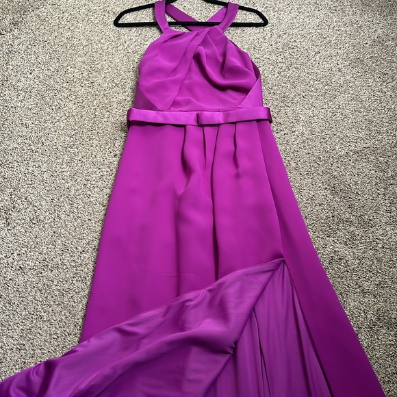 WHITE Vera wang halter cress cross back halter maxi dress s 8 purple formal - Picture 9 of 11